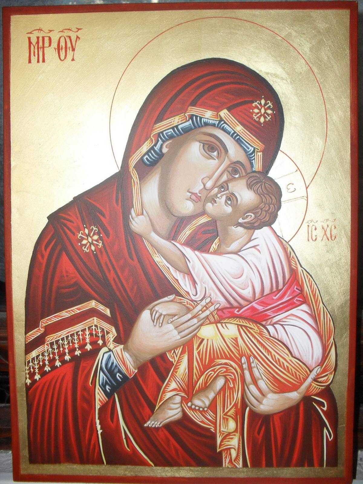 Ikona Bogorodica — ručno slikana, Paun, Niš