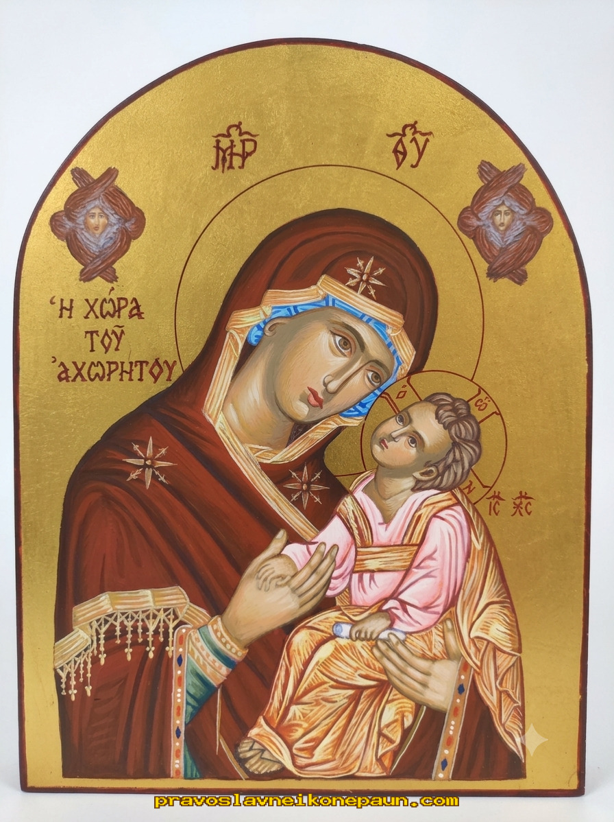 Ikona Bogorodica sa Hristom — ručno slikana, Paun, Niš