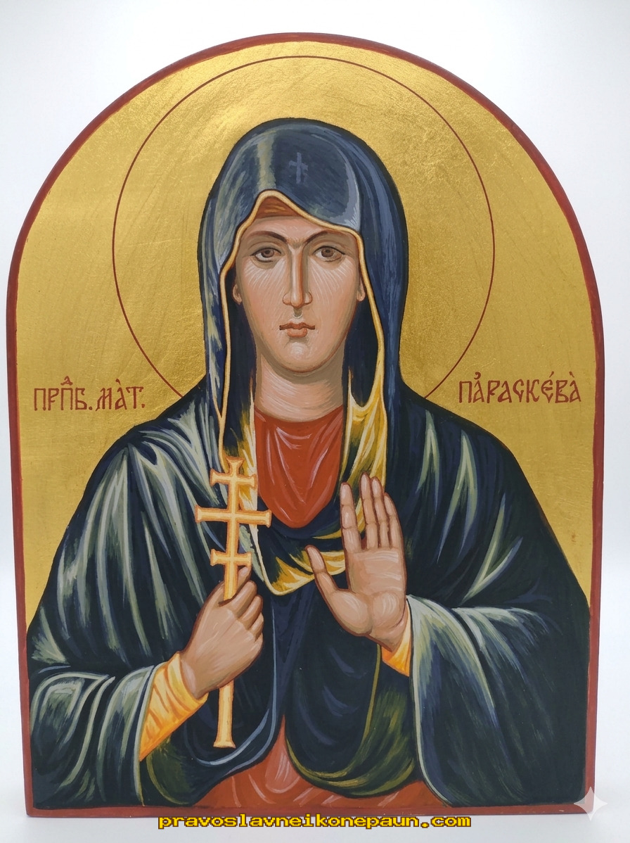 Ikona prp. mat. Paraskeva — ručno slikana, Paun, Niš