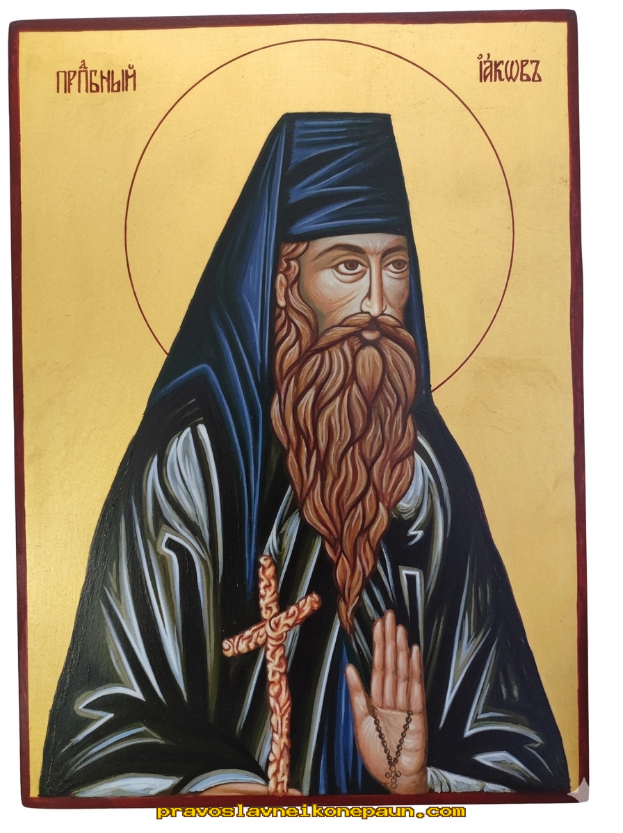 Ikona sv. Jakov Tumanski — ručno slikana, Paun, Niš